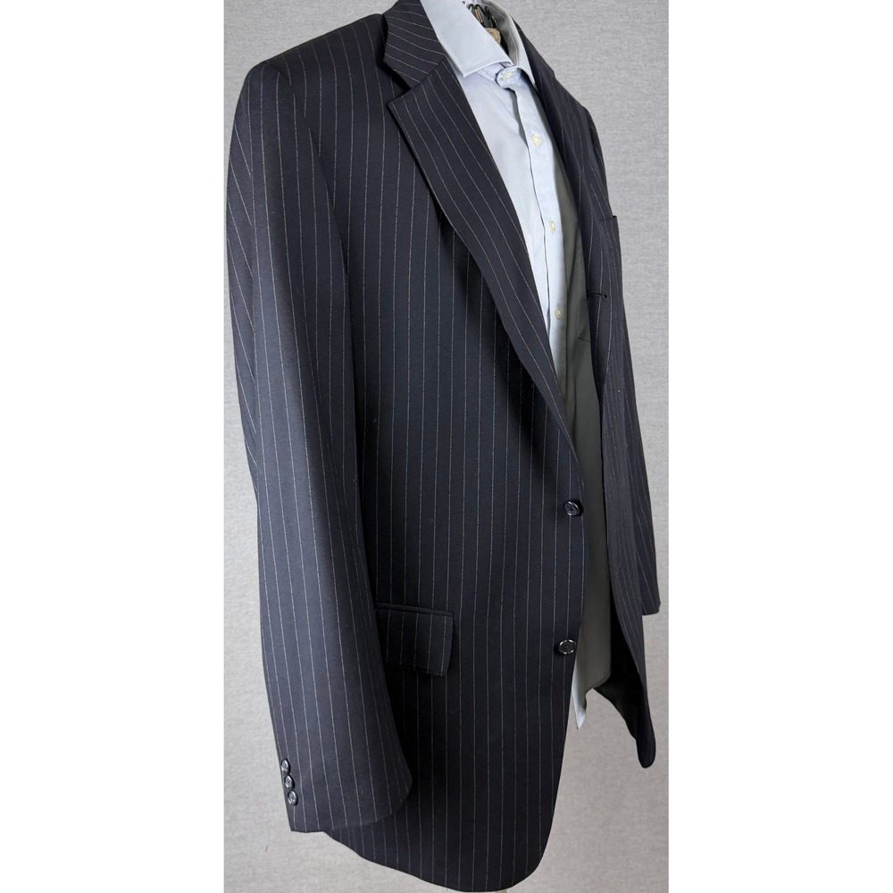 J. Press Presstige Mens 44XL Navy Pinstripe 100% Wool Blazer Suit Jacket USA